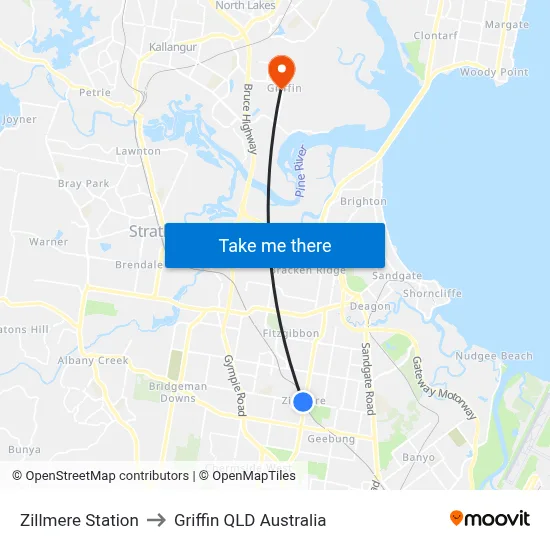 Zillmere Station to Griffin QLD Australia map