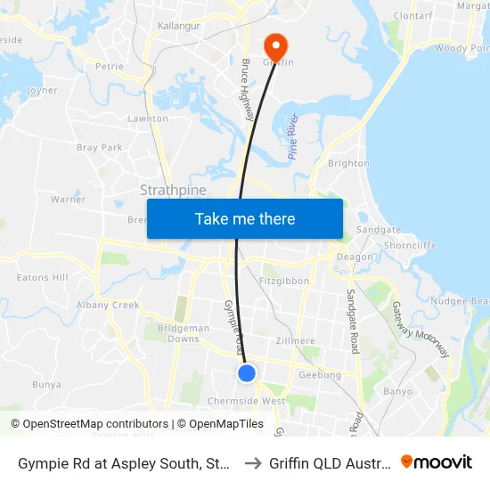 Gympie Rd at Aspley South, Stop 41 to Griffin QLD Australia map