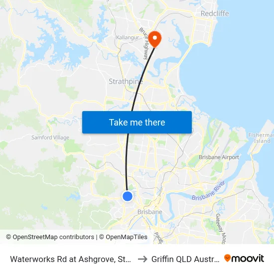 Waterworks Rd at Ashgrove, Stop 17 to Griffin QLD Australia map