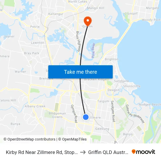 Kirby Rd Near Zillmere Rd, Stop 52a to Griffin QLD Australia map