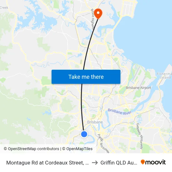 Montague Rd at Cordeaux Street, Stop 30/14 to Griffin QLD Australia map