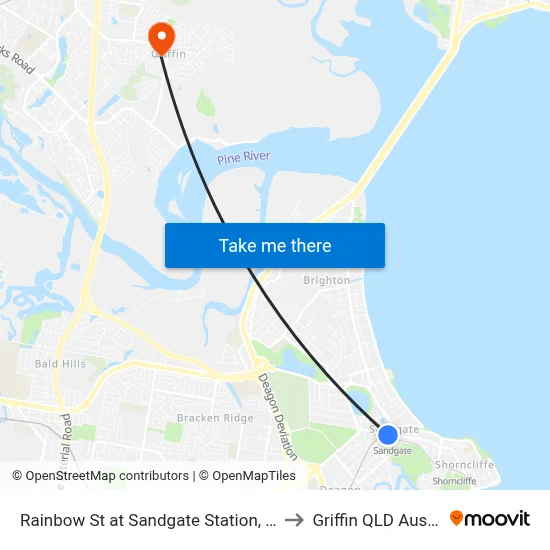 Rainbow St at Sandgate Station, Stop 33 to Griffin QLD Australia map