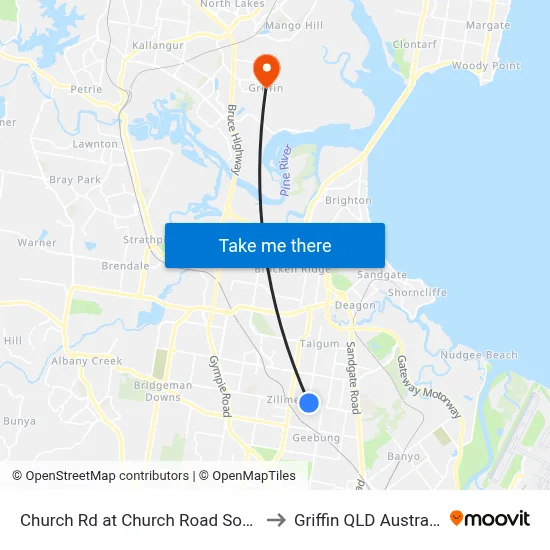 Church Rd at Church Road South to Griffin QLD Australia map
