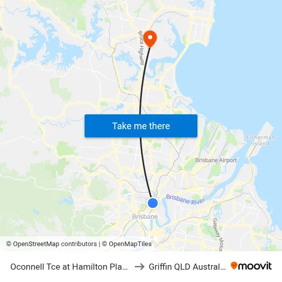 Oconnell Tce at Hamilton Place to Griffin QLD Australia map