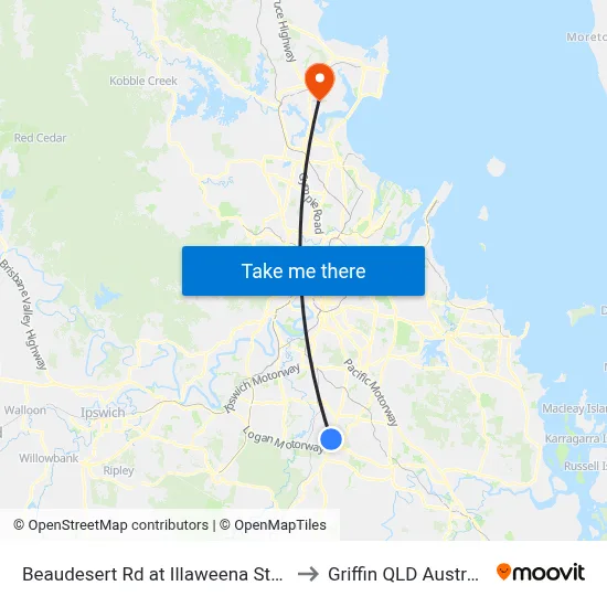 Beaudesert Rd at Illaweena Street to Griffin QLD Australia map