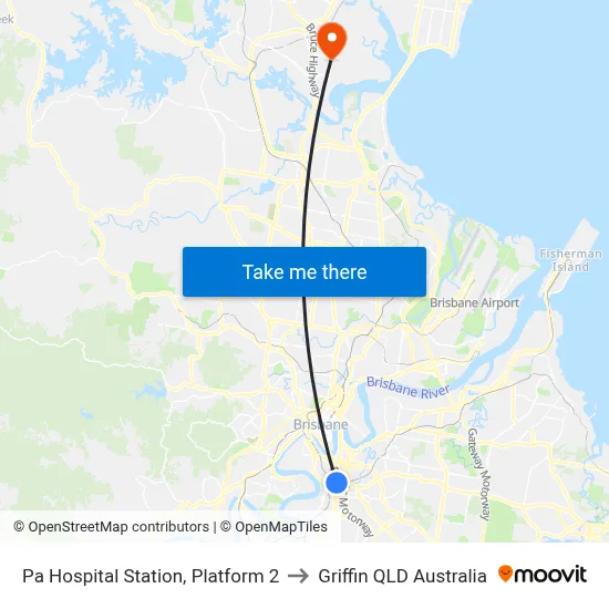 Pa Hospital Station, Platform 2 to Griffin QLD Australia map