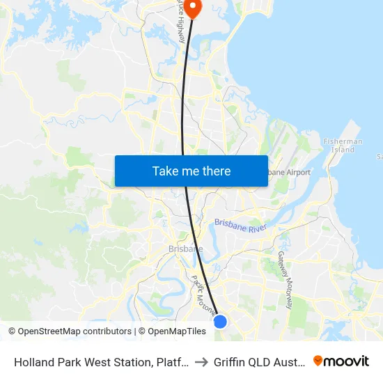 Holland Park West Station, Platform 1 to Griffin QLD Australia map