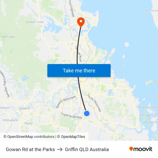 Gowan Rd at the Parks to Griffin QLD Australia map