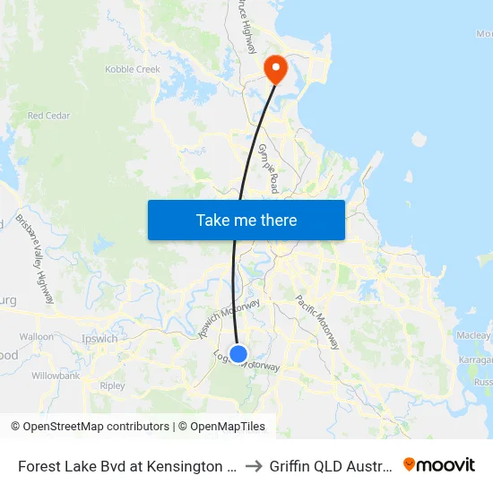 Forest Lake Bvd at Kensington Way to Griffin QLD Australia map
