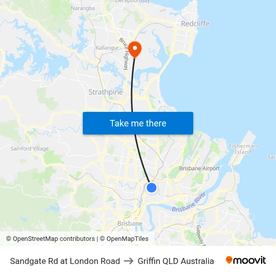 Sandgate Rd at London Road to Griffin QLD Australia map