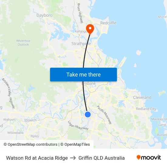 Watson Rd at Acacia Ridge to Griffin QLD Australia map