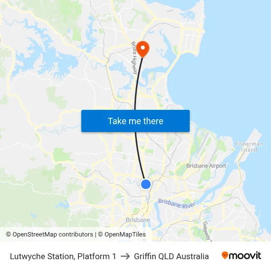 Lutwyche Station, Platform 1 to Griffin QLD Australia map