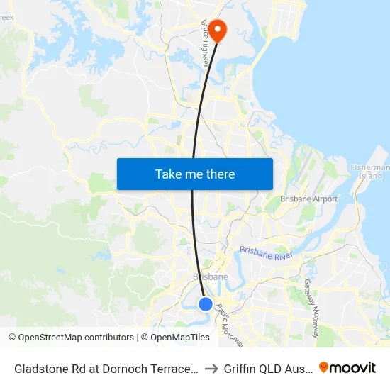 Gladstone Rd at Dornoch Terrace, Stop 11 to Griffin QLD Australia map