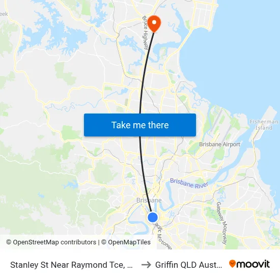Stanley St Near Raymond Tce, Stop 6 to Griffin QLD Australia map