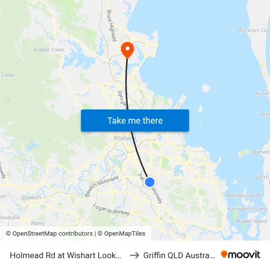 Holmead Rd at Wishart Lookout to Griffin QLD Australia map