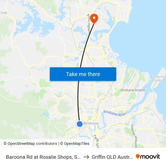 Baroona Rd at Rosalie Shops, Stop 9 to Griffin QLD Australia map