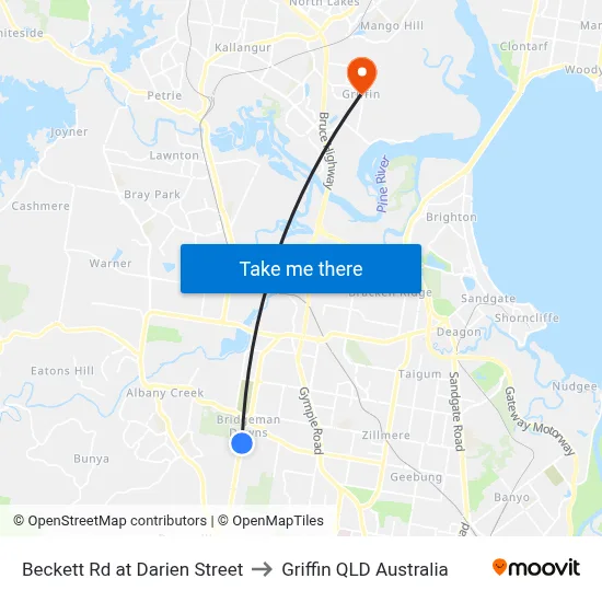 Beckett Rd at Darien Street to Griffin QLD Australia map