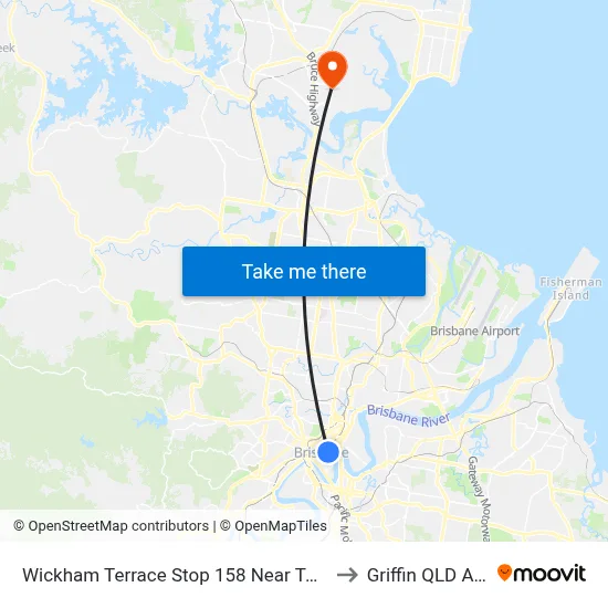 Wickham Terrace Stop 158 Near Turbot St, Stand A to Griffin QLD Australia map