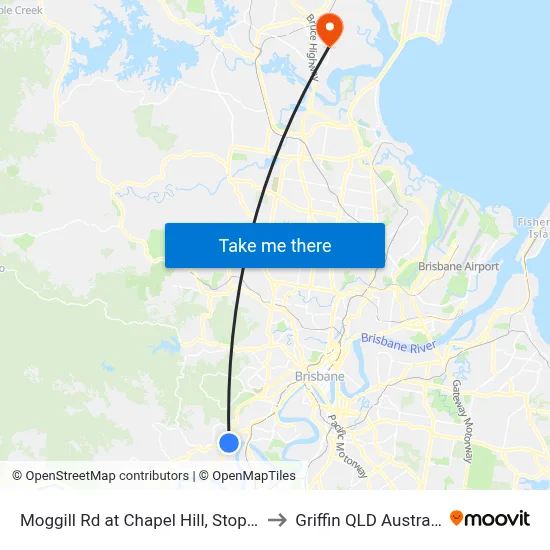 Moggill Rd at Chapel Hill, Stop 28 to Griffin QLD Australia map