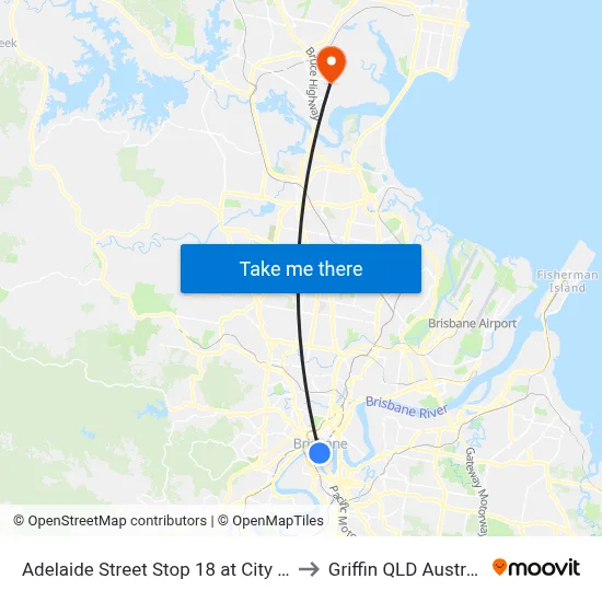 Adelaide Street Stop 18 at City Hall to Griffin QLD Australia map