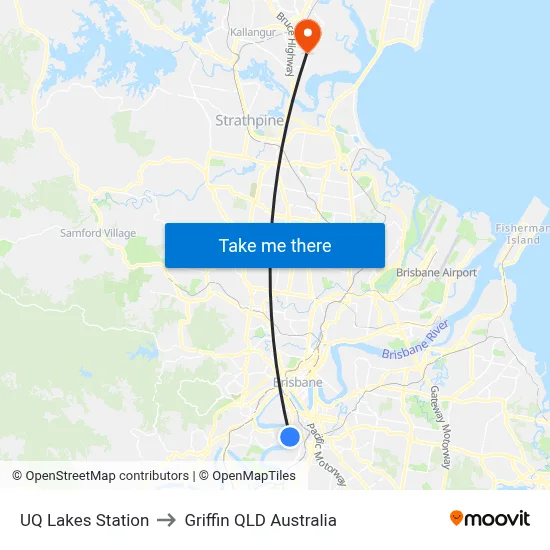 UQ Lakes Station to Griffin QLD Australia map