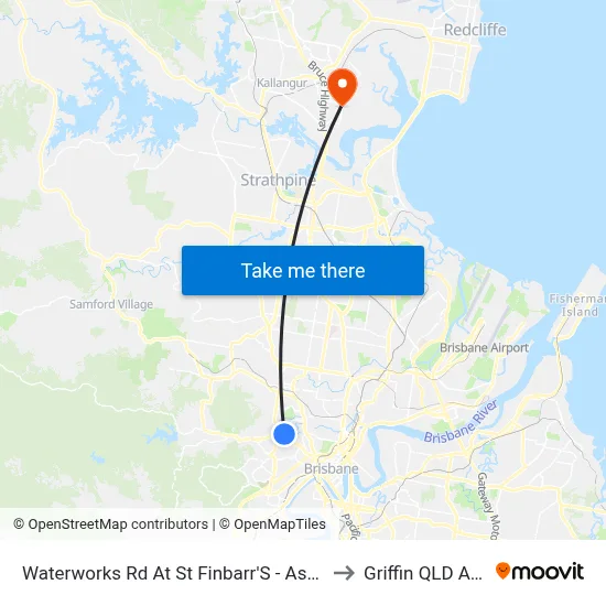 Waterworks Rd At St Finbarr'S - Ashgrove, Stop 16 to Griffin QLD Australia map