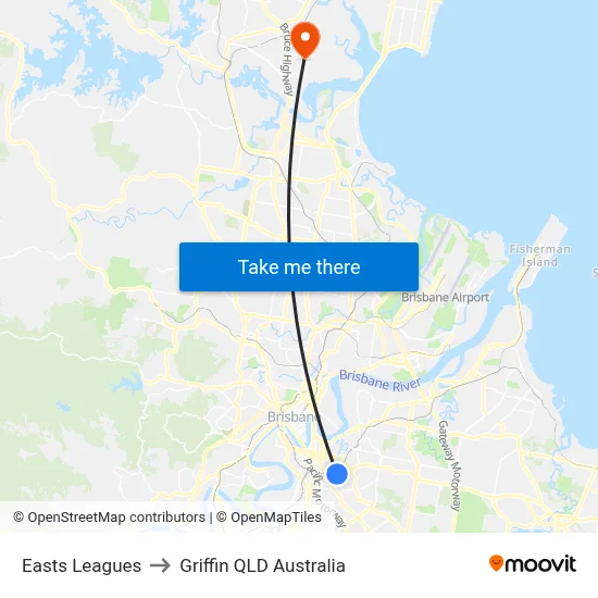 Easts Leagues to Griffin QLD Australia map