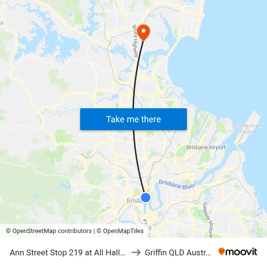 Ann Street Stop 219 at All Hallows to Griffin QLD Australia map