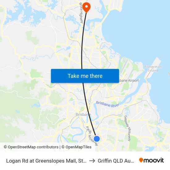 Logan Rd at Greenslopes Mall, Stop 25/24 to Griffin QLD Australia map