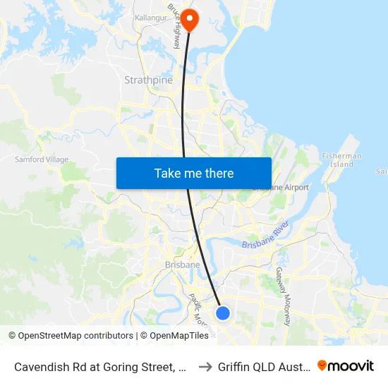 Cavendish Rd at Goring Street, Stop 34 to Griffin QLD Australia map