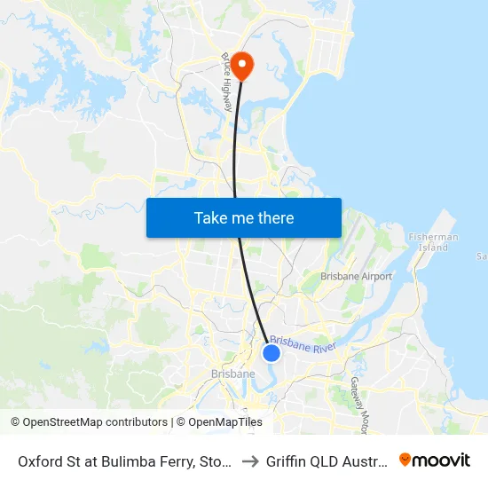 Oxford St at Bulimba Ferry, Stop 33 to Griffin QLD Australia map