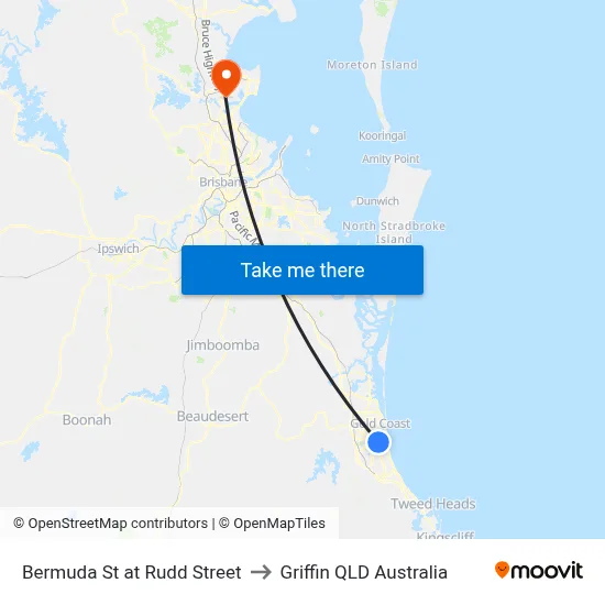 Bermuda St at Rudd Street to Griffin QLD Australia map