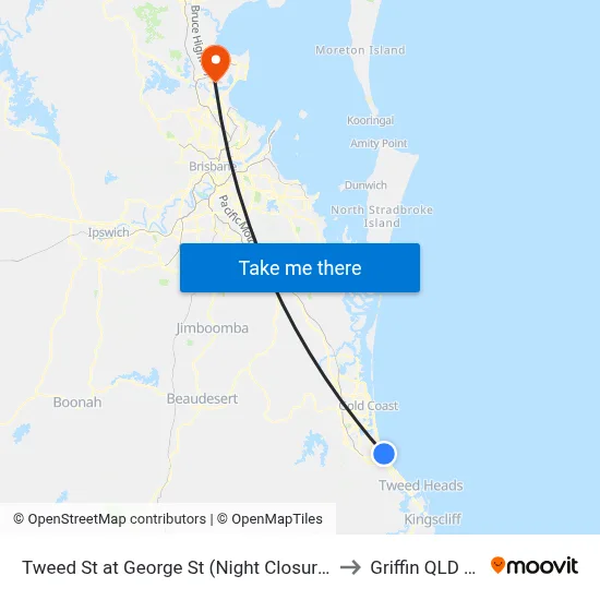 Tweed St at George St (Night Closures 8th Feb-2nd Mar) to Griffin QLD Australia map