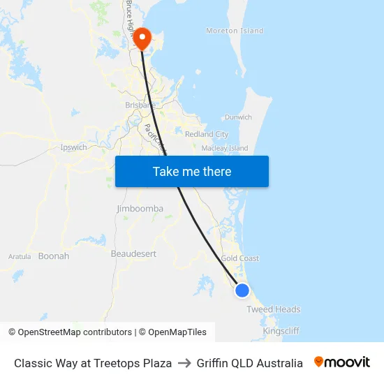 Classic Way at Treetops Plaza to Griffin QLD Australia map