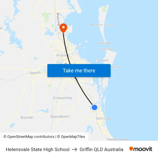 Helensvale State High School to Griffin QLD Australia map