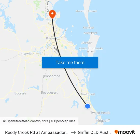Reedy Creek Rd at Ambassador Drive to Griffin QLD Australia map