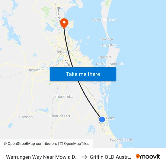 Warrungen Way Near Mowla Drive to Griffin QLD Australia map