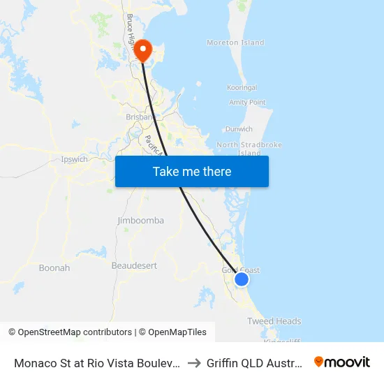 Monaco St at Rio Vista Boulevard to Griffin QLD Australia map