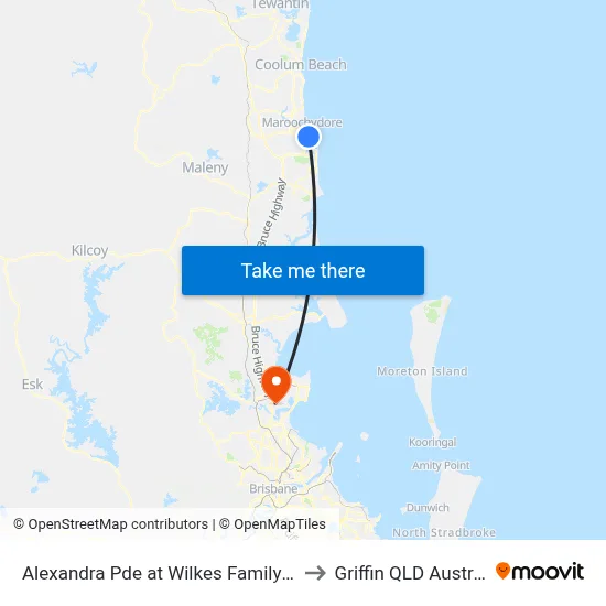 Alexandra Pde at Wilkes Family Park to Griffin QLD Australia map
