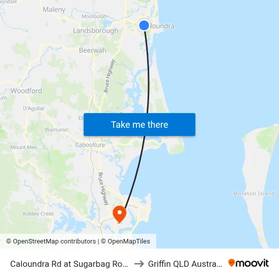 Caloundra Rd at Sugarbag Road to Griffin QLD Australia map