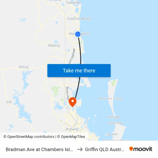 Bradman Ave at Chambers Island to Griffin QLD Australia map