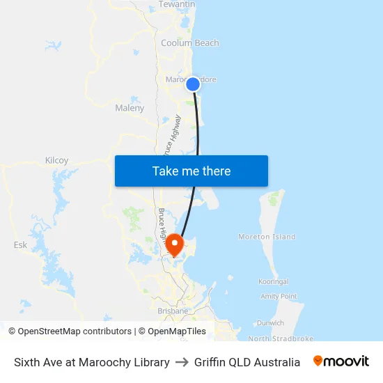 Sixth Ave at Maroochy Library to Griffin QLD Australia map
