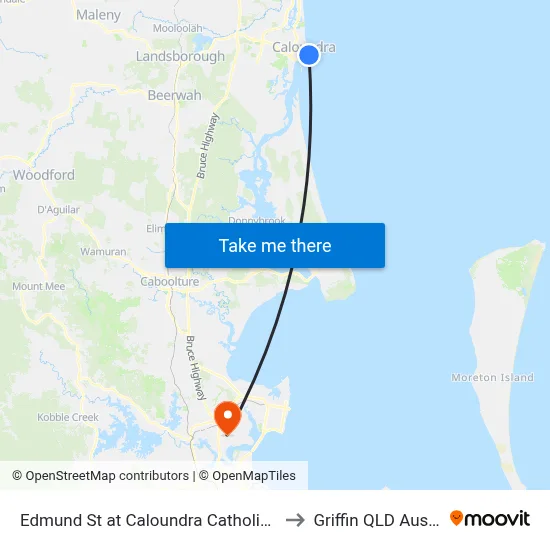 Edmund St at Caloundra Catholic Church to Griffin QLD Australia map