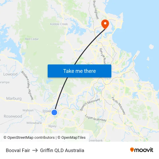 Booval Fair to Griffin QLD Australia map
