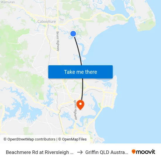 Beachmere Rd at Riversleigh Rd to Griffin QLD Australia map