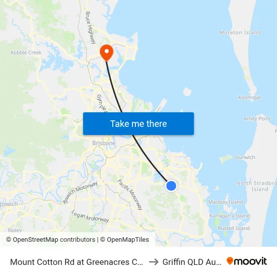 Mount Cotton Rd at Greenacres Caravan Park to Griffin QLD Australia map