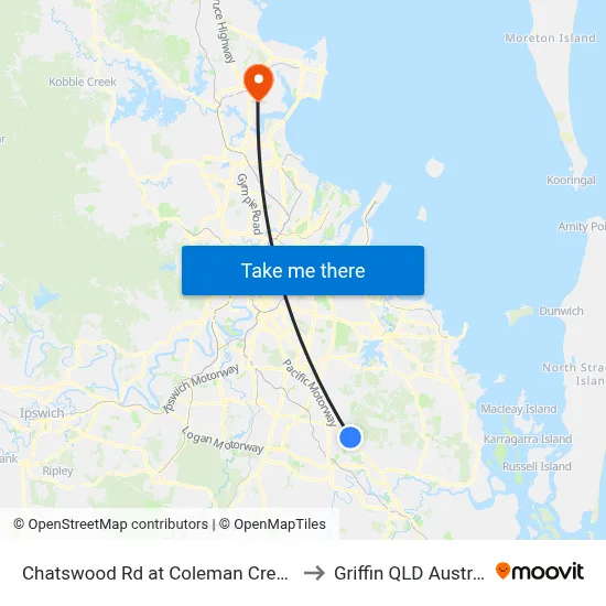 Chatswood Rd at Coleman Crescent to Griffin QLD Australia map