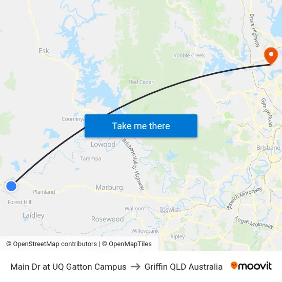 Main Dr at UQ Gatton Campus to Griffin QLD Australia map