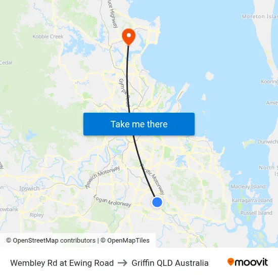 Wembley Rd at Ewing Road to Griffin QLD Australia map