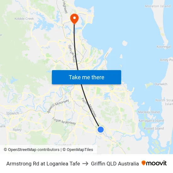 Armstrong Rd at Loganlea Tafe to Griffin QLD Australia map